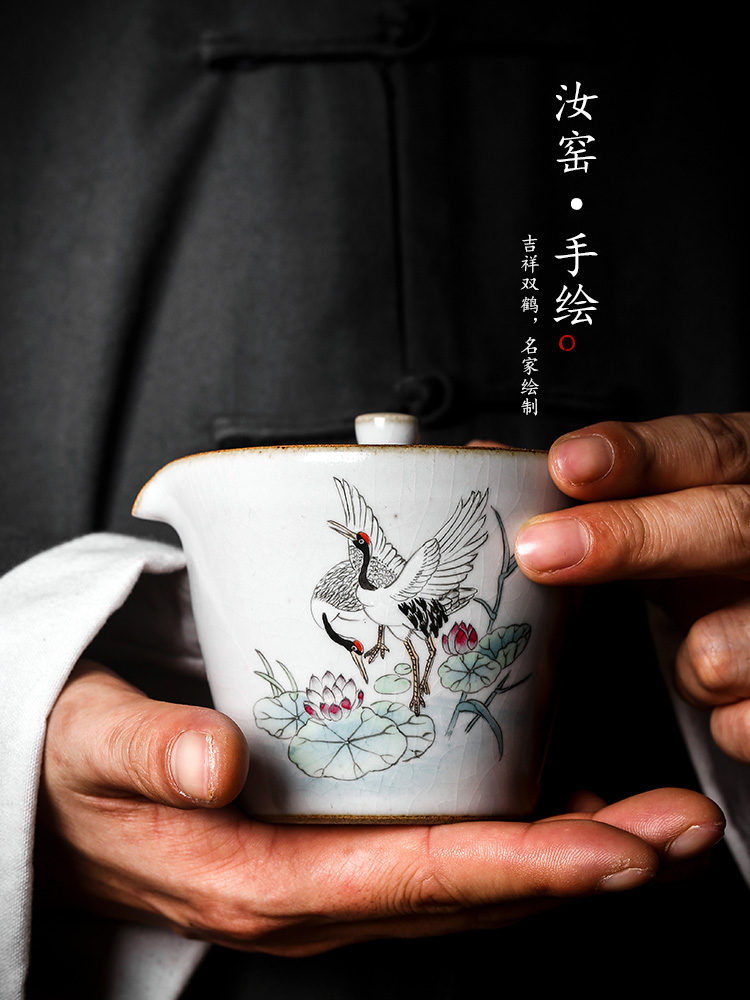 Your up tea tureen prevent hot tubas catch a pot of jingdezhen ceramic hand - made cranes lotus kung fu tea cups