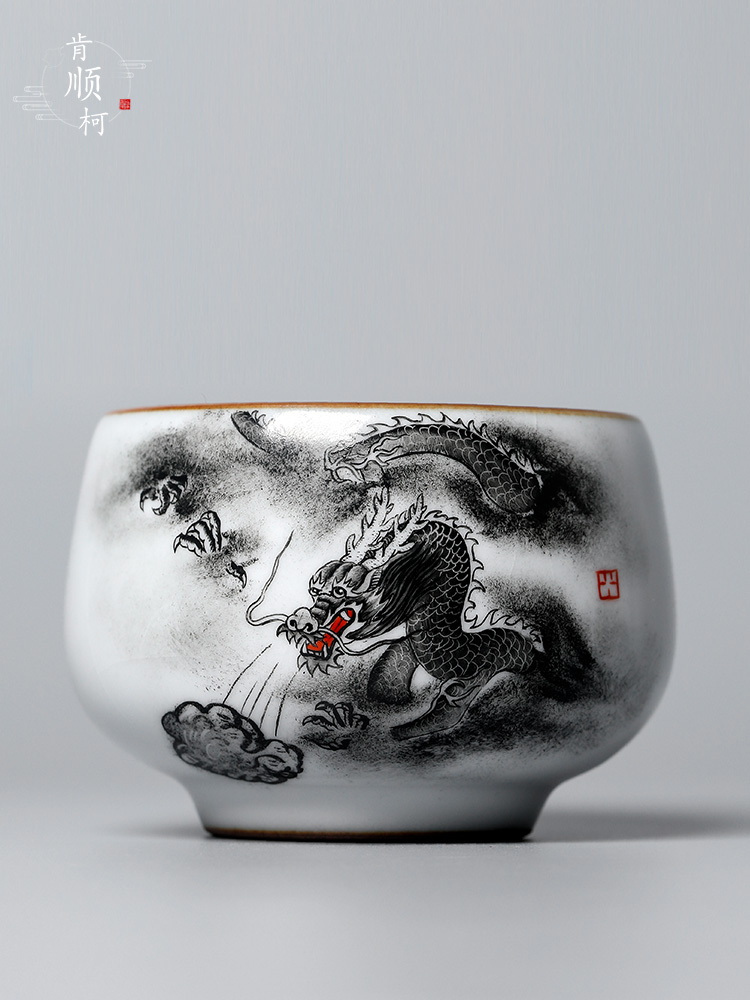 The Master cup single CPU getting jingdezhen ceramic sample tea cup hand - made kung fu tea cup pure manual your up zodiac dragon