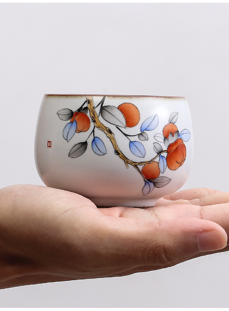 Jingdezhen ceramic single CPU master kung fu tea cups cup hand - made persimmon persimmon satisfied sample tea cup pure manual your up tea sets