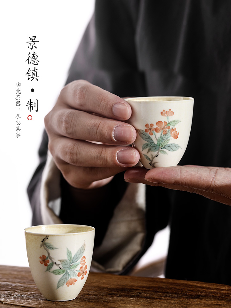 Jingdezhen hand - made master cup pure manual variable glaze sample tea cup single CPU kung fu an egg cup ceramic cup "women