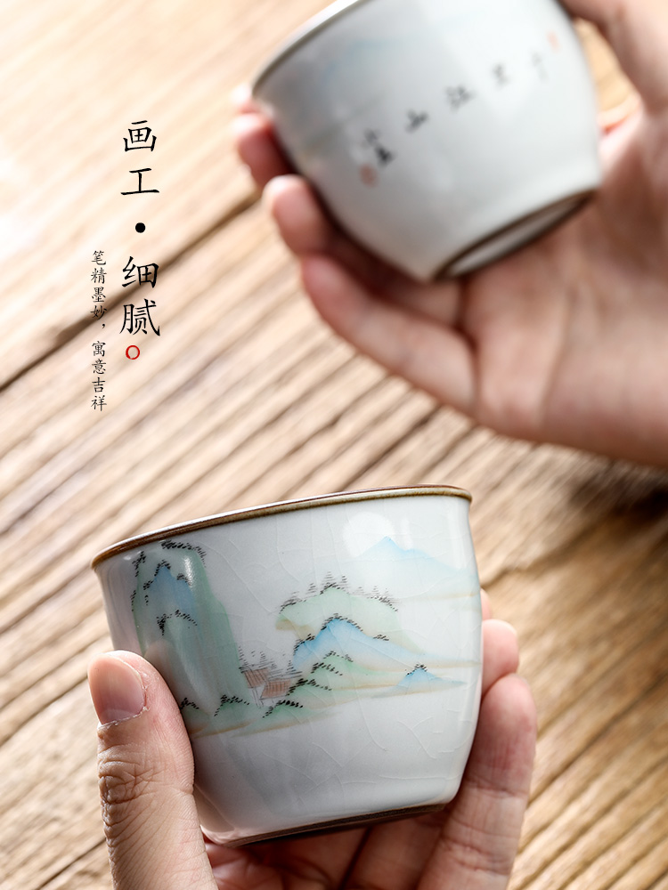 Jingdezhen your up CPU master cup of pure manual sample tea cup single CPU hand - made ceramic kung fu tea set a single landscapes