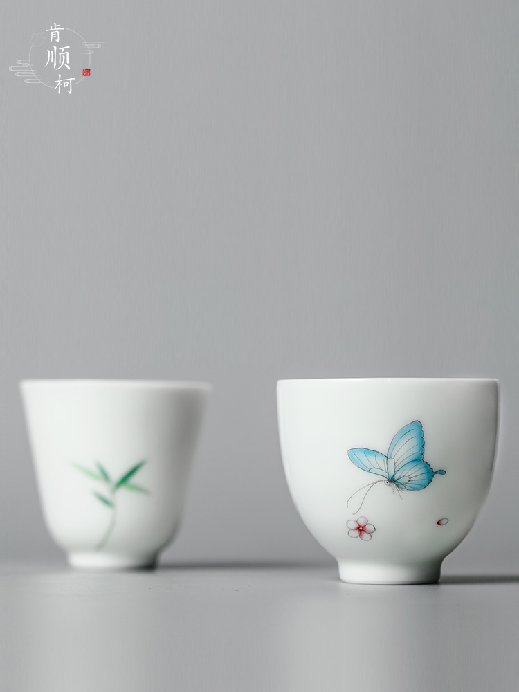 Jingdezhen porcelain hand - made of ceramic cups a single sample tea cup kung fu master cup single CPU fragrance - smelling cup tea set