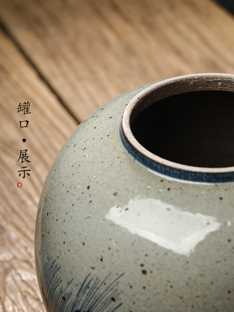 Jingdezhen blue and white caddy fixings hand - made ceramic checking clay large storage tanks seal tea pot of household utensils