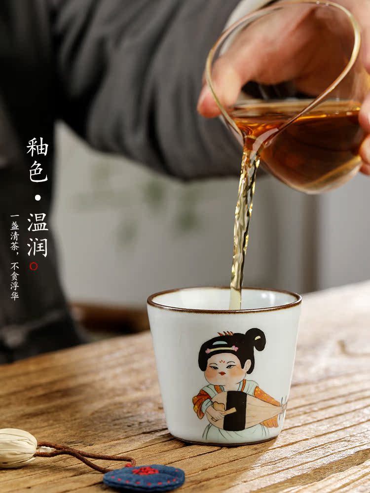 Pure manual your up jingdezhen tea cups master cup single CPU hand - drawn characters kung fu bowl sample tea cup in use