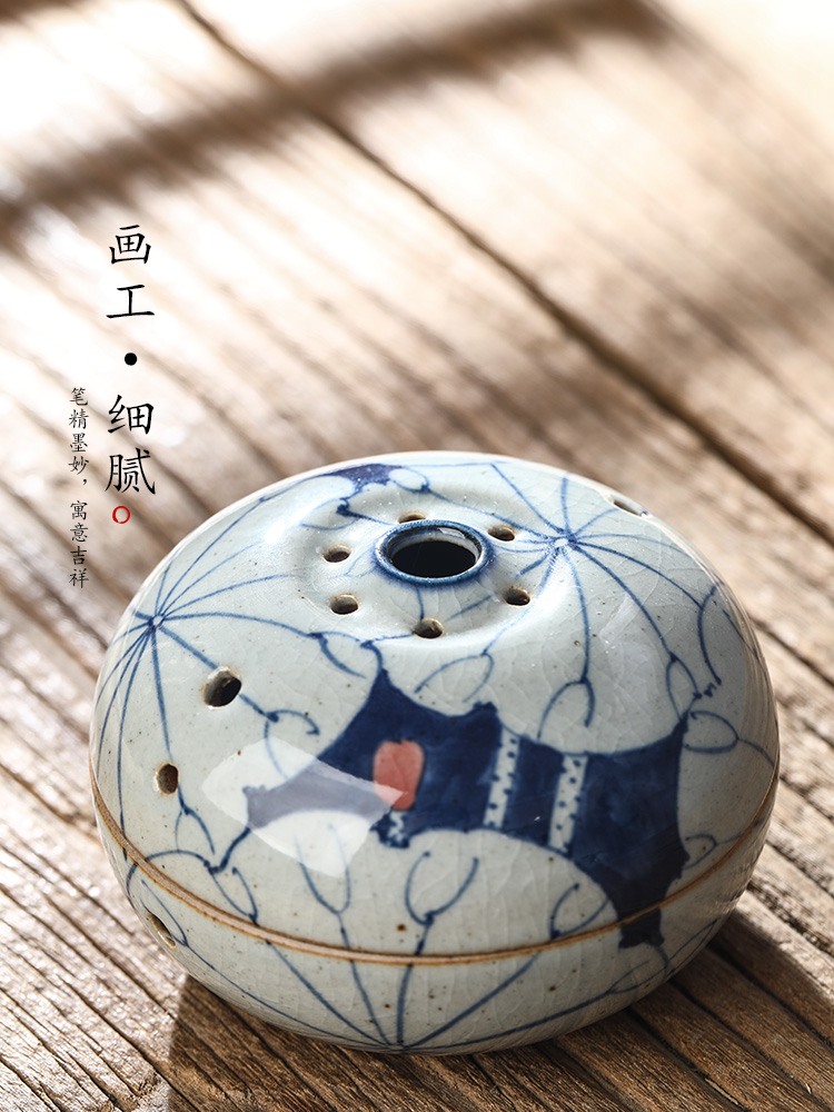 Ken shun ke censer jingdezhen blue and white lotus hand - made ceramic sandalwood aroma furnace accessories checking out the tea