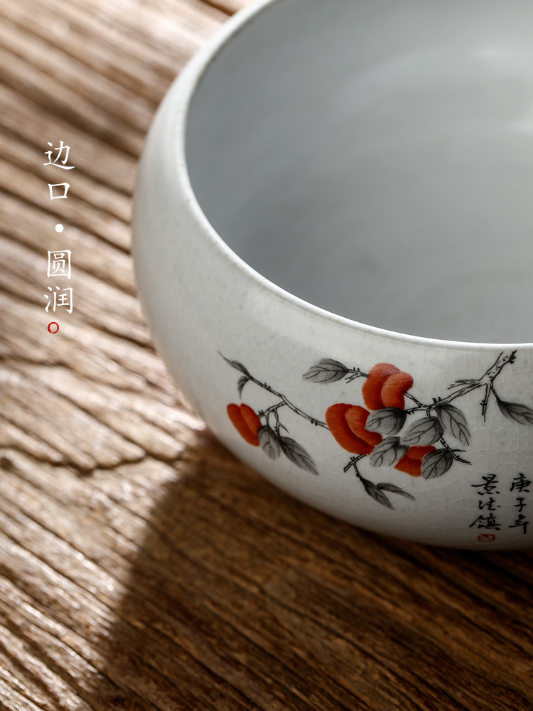 Pure hand wash your up jingdezhen large tea wash to pen barrels of hand - made of persimmon tea slicing water jar cylinder accessories