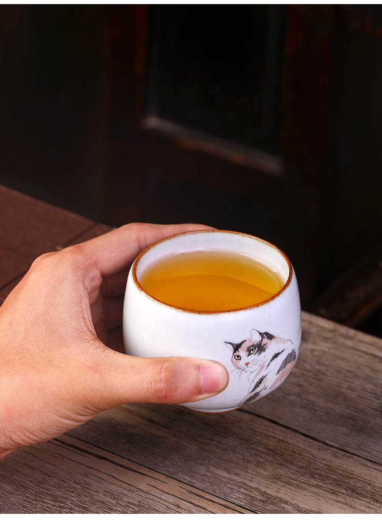 Jingdezhen your up hand - made the cat kongfu master cup single CPU getting checking sample tea cup a single large tea sets