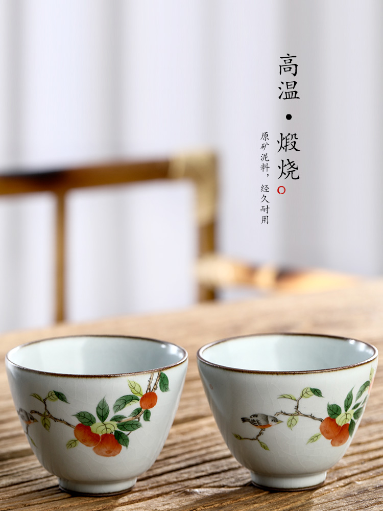 Jingdezhen pure manual ru up market metrix who cup single CPU hand - made persimmon sample tea cup only kung fu tea set, ceramic cups