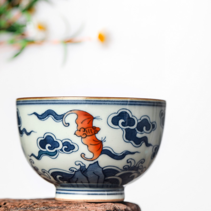 Blue and white master cup sample tea cup single cup tea pure manual jingdezhen ceramic cups single hand - made kung fu tea bowls