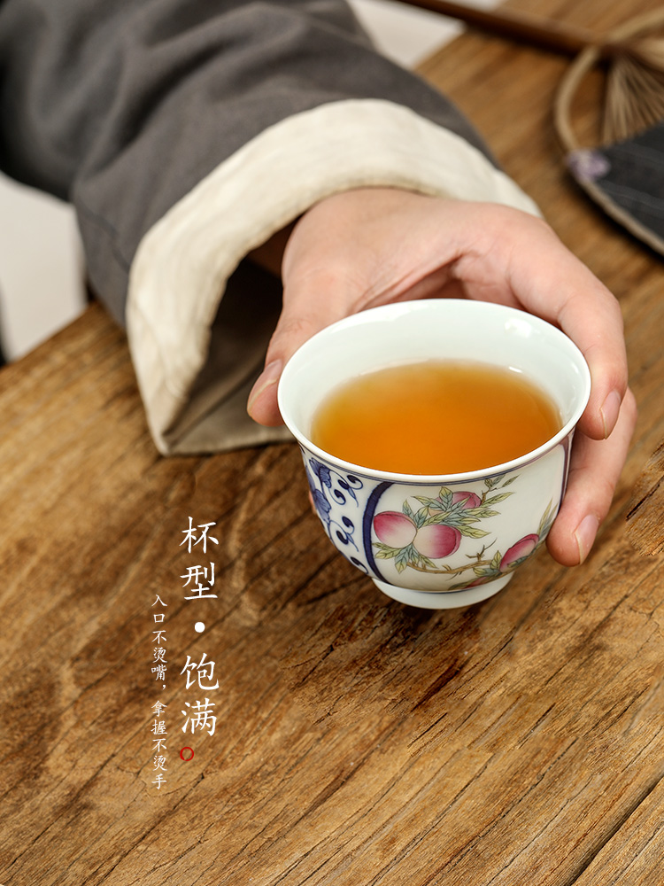 Checking porcelain masters cup single CPU jingdezhen ceramic kung fu tea cups sample tea cup only hand - made peach tea sets