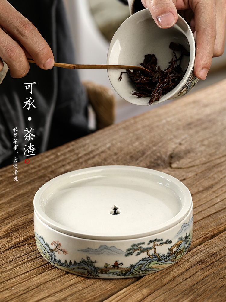 Plant ash glaze POTS ChengChun manual dry tea tray sets jingdezhen hand - made scenery figure water tea on tea table accessories