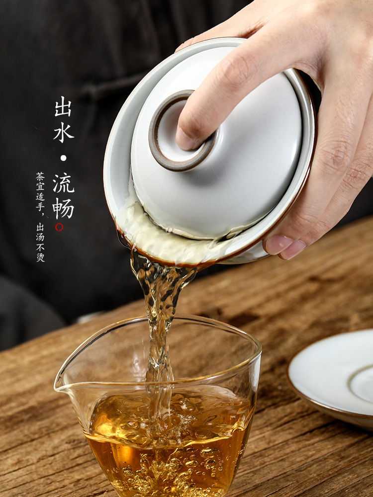 Your up only three tureen tea cups pure manual jingdezhen tea bowl of hot large kunfu tea tea; Preventer single