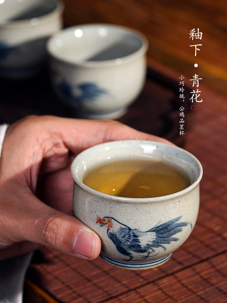 The Master cup single cup pure manual kung fu tea tea set small ceramic sample tea cup single jingdezhen porcelain hand - made of chicken