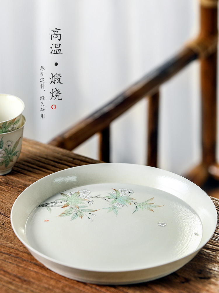 Jingdezhen hand - made ceramic tea tray was Japanese pot of bearing dry Taiwan pure manual color glaze retro pear flower tea accessories