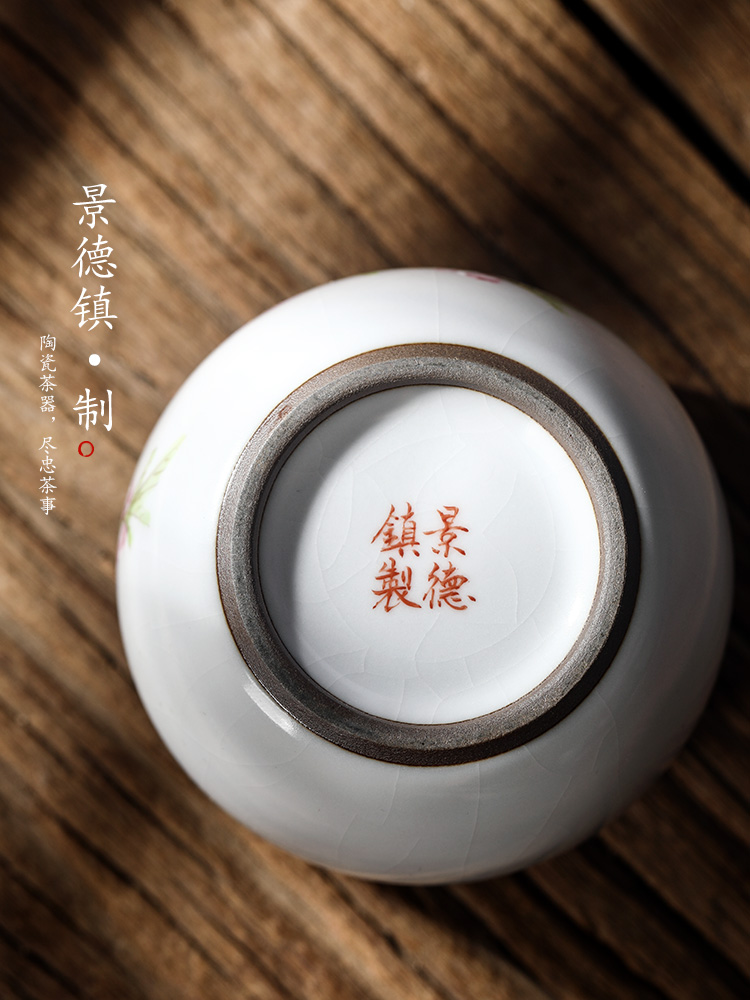 Your up kung fu tea cups jingdezhen hand - made peach blossom put water point master cup single cup pure manual up sample tea cup only