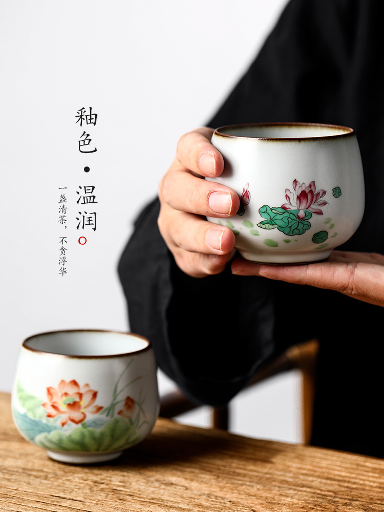 Jingdezhen hand - made master cup kung fu tea cups checking sample tea cup single ceramic keller cup lotus tea set a single female