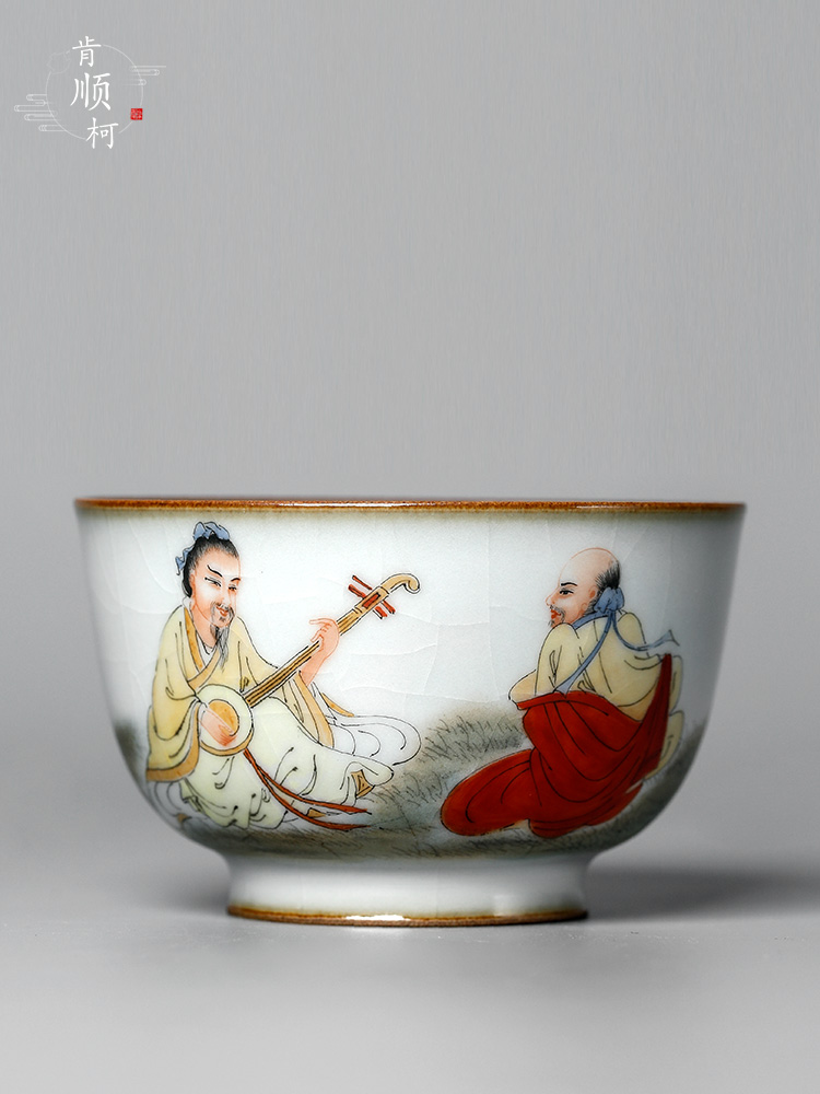 Jingdezhen ceramic tea set master cup sample tea cup single cup your up kung fu tea cups hand - drawn characters on a single