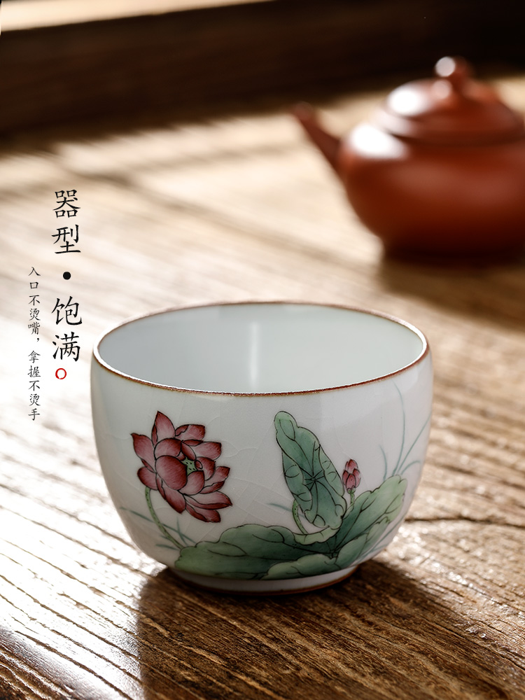 Jingdezhen ceramic kung fu ru up market metrix who hand made lotus cup single cup tea sample tea cup pure manual single tea urn