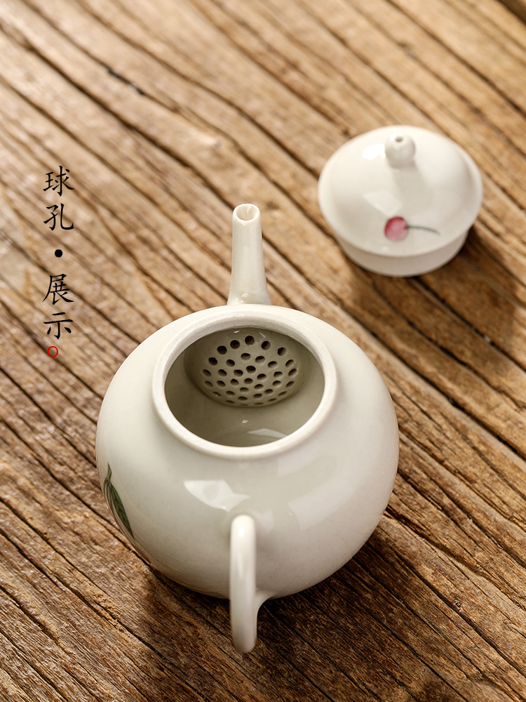 Plant ash glaze teapot single jingdezhen pure manual hand - made ceramic pot cherry kung fu tea pot of single pot trumpet