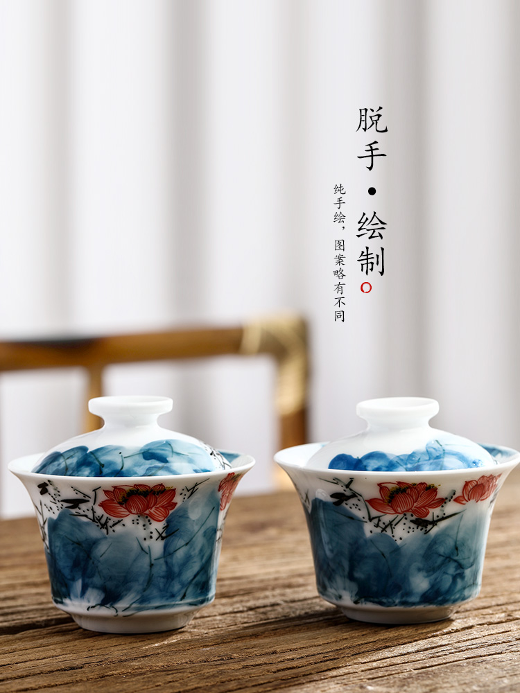 Checking out tea tureen kunfu tea cups are not hot to use individual jingdezhen hand - made lotus ceramic tea set