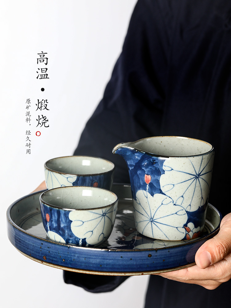 Jingdezhen kung fu tea tea set a single ceramic fair keller points is reasonable heat resisting high temperature pot of blue and white hand draw lotus