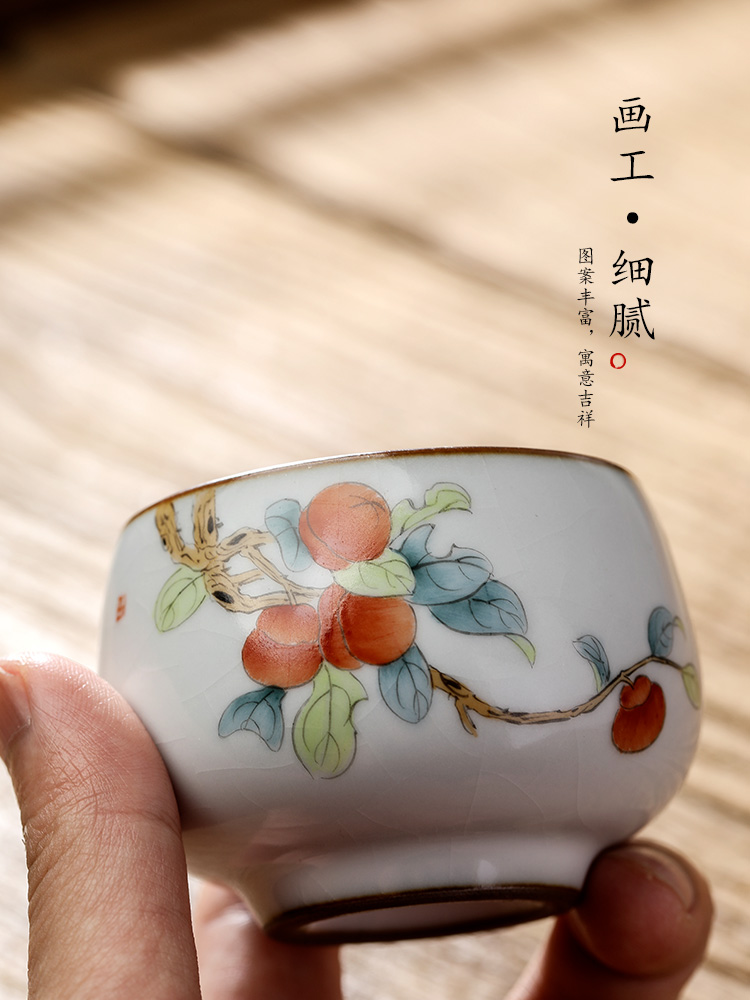 Jingdezhen your up master cup single cup pure manual kung fu tea set ceramic cups sample tea cup single hand - made of persimmon