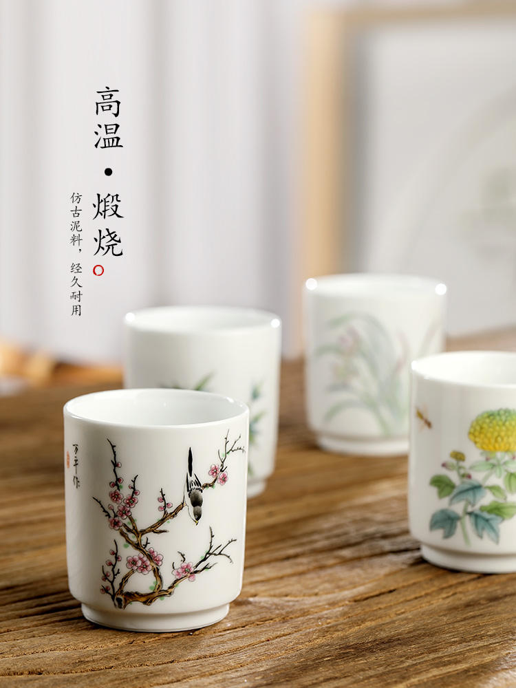 White porcelain hand - made kung fu tea masters cup single CPU jingdezhen pure manual by patterns sample tea cup and cup only