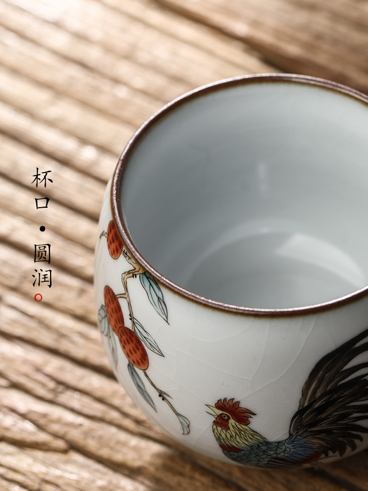 Your up hand - made master kung fu tea cup single CPU jingdezhen ceramic sample tea cup only zodiac chicken cup pure manual