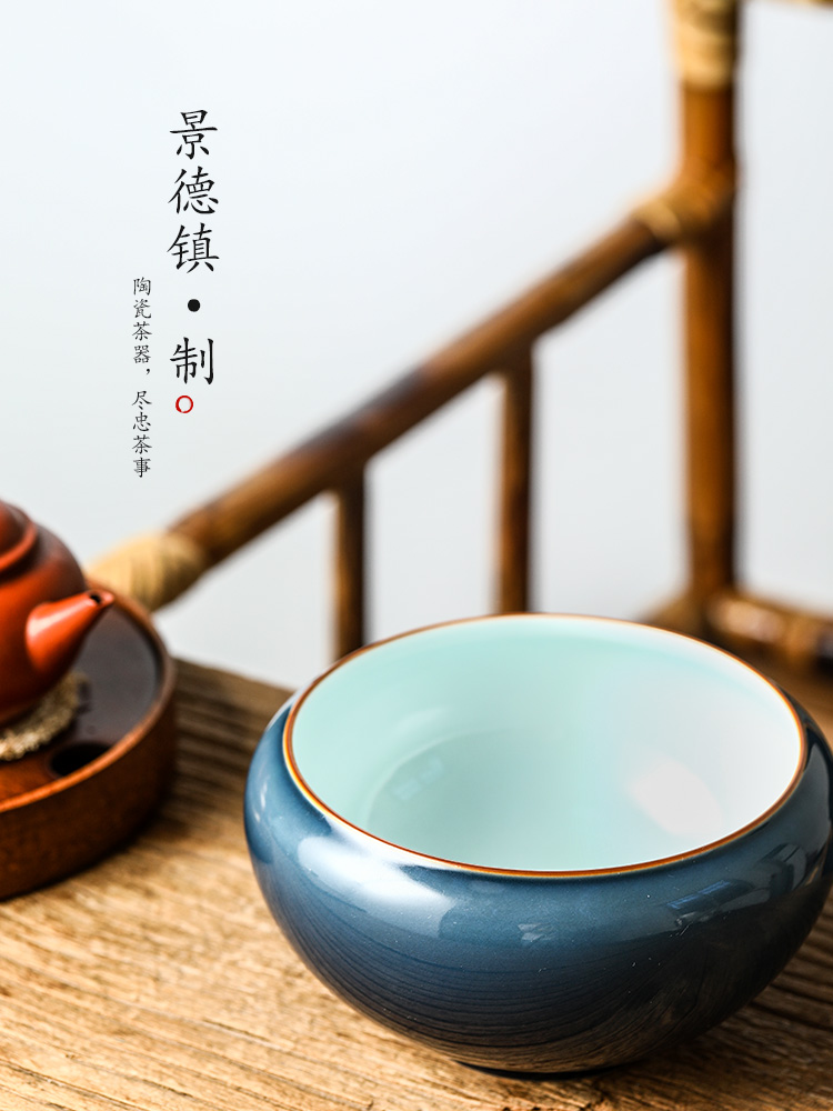 Jingdezhen washed a large water jar of pure manual ji green home tea machine fittings glaze tea tea bucket of writing brush washer tea set