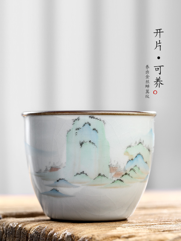 Jingdezhen your up CPU master cup of pure manual sample tea cup single CPU hand - made ceramic kung fu tea set a single landscapes