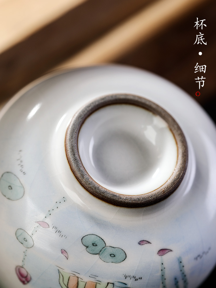 Jingdezhen hand - made ru up market metrix who cup of pure manual sample tea cup single CPU kung fu tea light ceramic cups ancient characters