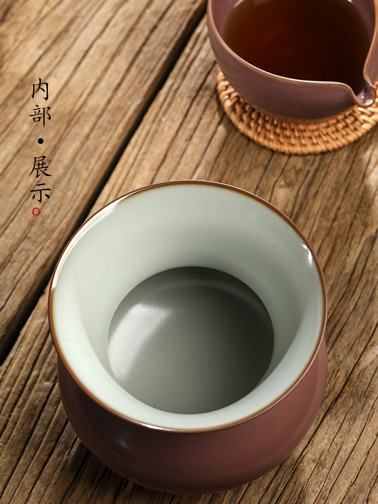 Jingdezhen checking ceramic large red glaze XiCha wash water Buddha water jar household tea table accessories XiCha bucket