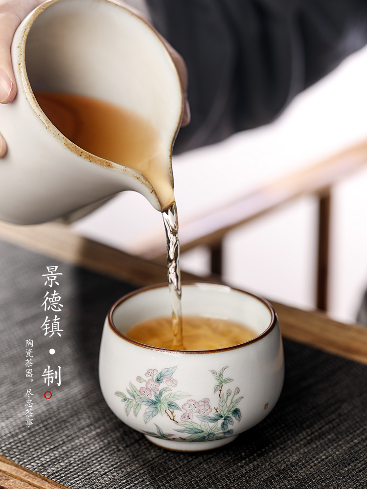 Pure manual master cup single CPU jingdezhen kung fu tea sample tea cup single hand - made the pear ceramic tea set size