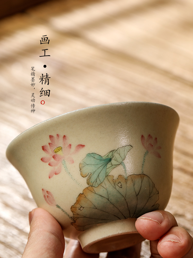 Jingdezhen hand - made tureen tea cups to use lotus pure manual color glaze kung fu tea set a single tea exchanger with the ceramics