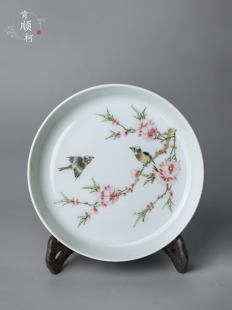 Jingdezhen Xu Jiaxing hand - made water points peach blossom put white porcelain tea pot of 12 water bearing dry mercifully checking tea tray was restoring ancient ways