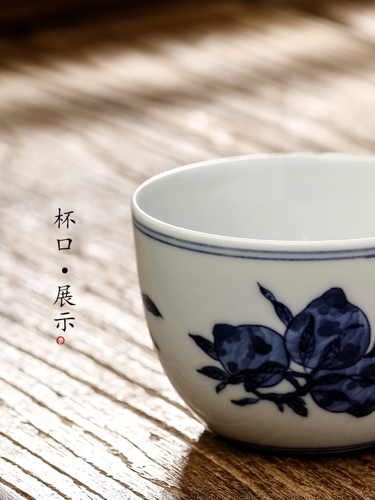 Jingdezhen hand - made porcelain teacup masters cup a cup of pure checking ceramic tea urn kung fu tea set sample tea cup only