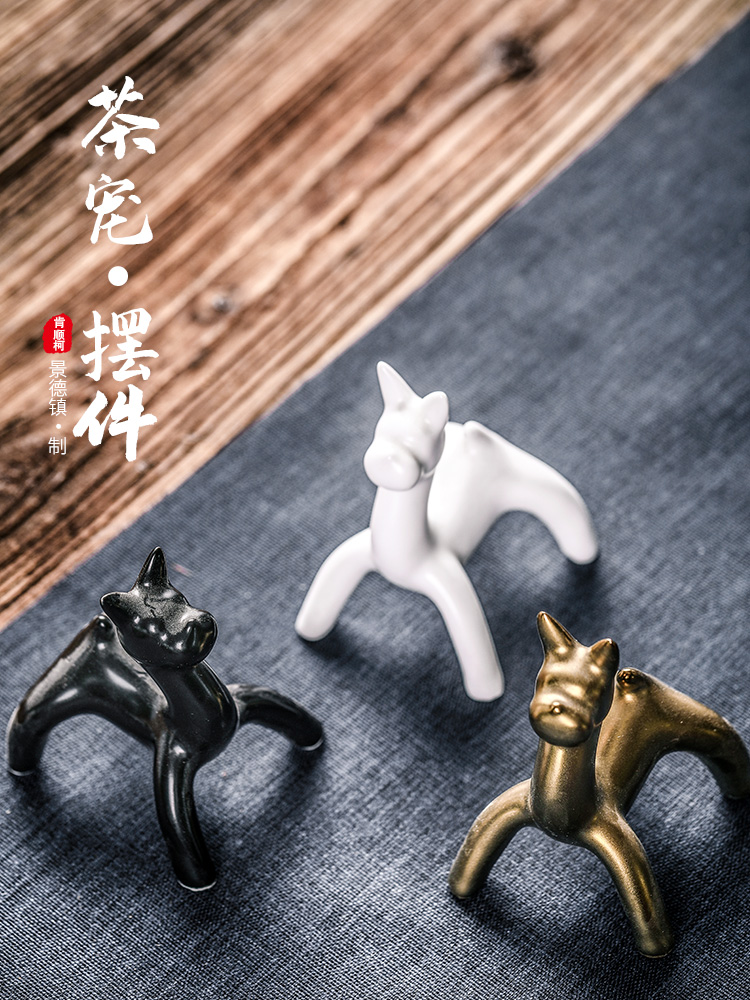 Furnishing articles pet boutique tea can keep jingdezhen ceramic creative puppy worm lucky move and tea table decoration accessories