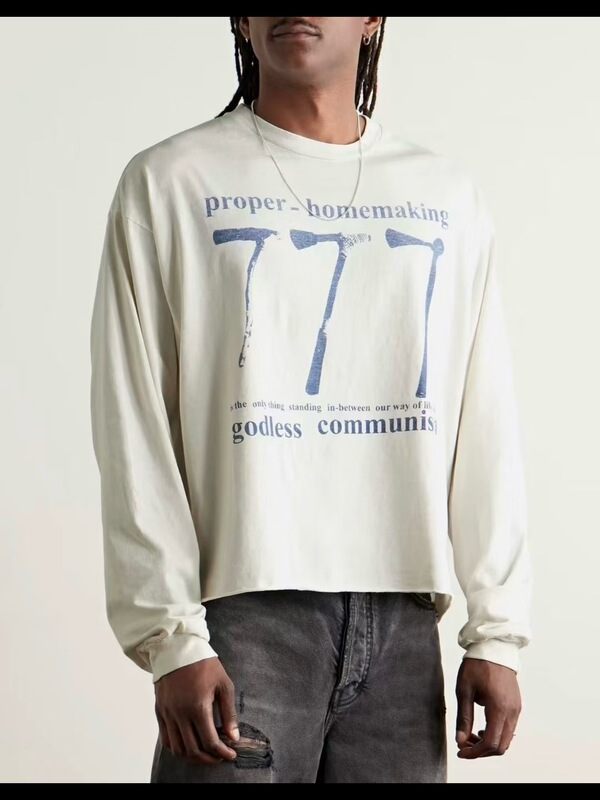 Erd Melancholy Rich Kid 777 Ls Digital Graffiti Print Loose Rolled-Edge Long Sleeves Unisex Style