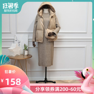 Áo vest nữ ngắn 2019 mùa thu đông mới Phiên bản Hàn Quốc của áo trùm đầu rộng và mỏng xuống áo khoác vest thắt lưng - Xuống áo khoác