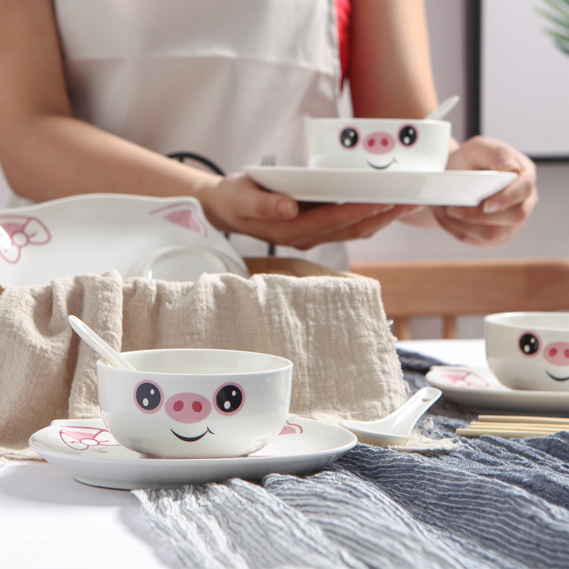 Ceramic tableware portfolio suit express cartoon pig pig design home page 0 small pure and fresh and the rice bowls