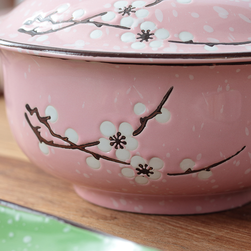 The new ceramic dishes suit express it in Japanese pink tableware portfolio snowflakes dishes with rice bowls food dish