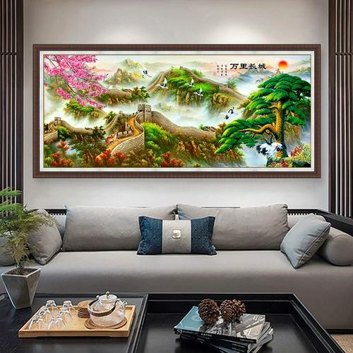 Wanli Great Wall 2024 Новая вышивка в стиле китайской стили, вышитая вышиваемая вышивка с поперечной стежкой четыре известных картины гостиная высокая атмосфера