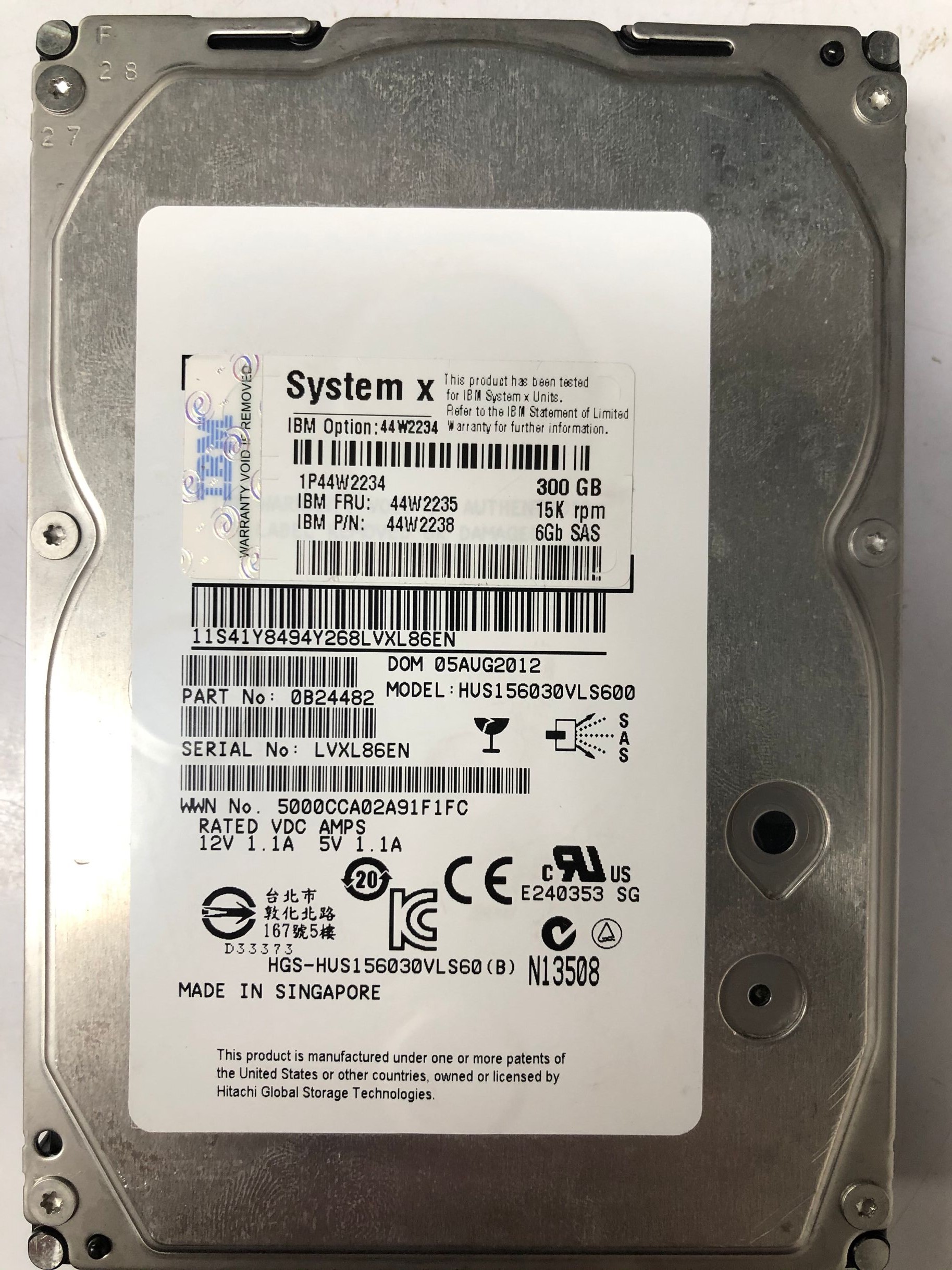IBM 300g HUS156030VLS600 Server 44W2235 Hard Drive 3 5-inch 15k day SAS 300GB