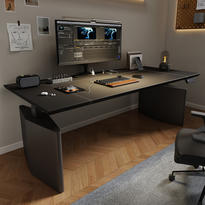 Electric Adjustable Desk Legs Desktop Computer Table Slate Double Motor Workbench Home Leather Office Gaming Desk