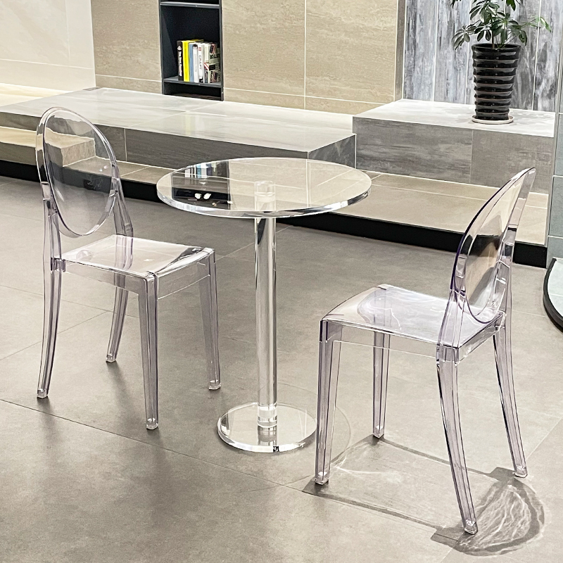 Nordic Transparent Acrylic Floating Small Round Glass Negotiation Table Small Apartment Dining Table Home Trendy Crystal Balcony