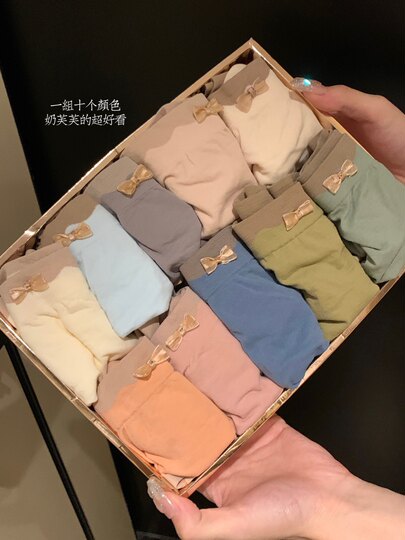 Ten women's underwear antibacterial bottom crotch solid color without marks
