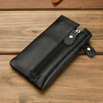 Key bag household key bag mens large-capacity soft leather multi-function leather cowhide mini small simple and portable