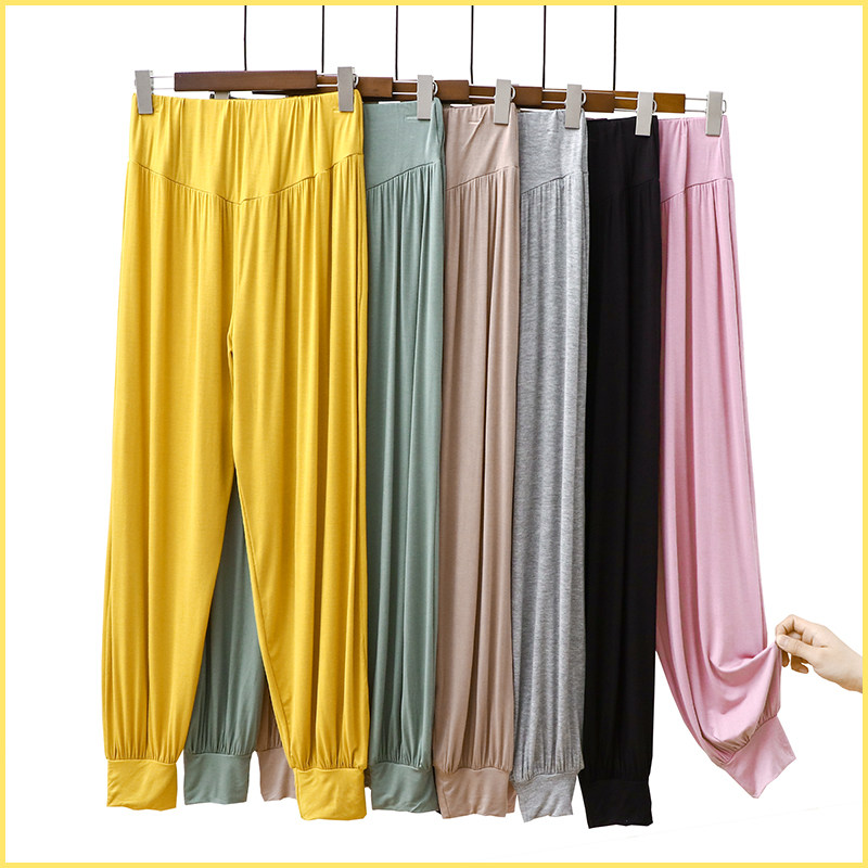 Spring Summer Modale Sleeping Pants Lady Loose Hallen Thin bunches Beam Feet Mosquito high waist pregnant woman Large size Sizes Home Pants