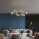 Modern Minimalist All-Copper Light Luxury Living Room Chandelier with Round Crystal Ball, Nordic High-End Trendy Bedroom and Dining Room Lighting