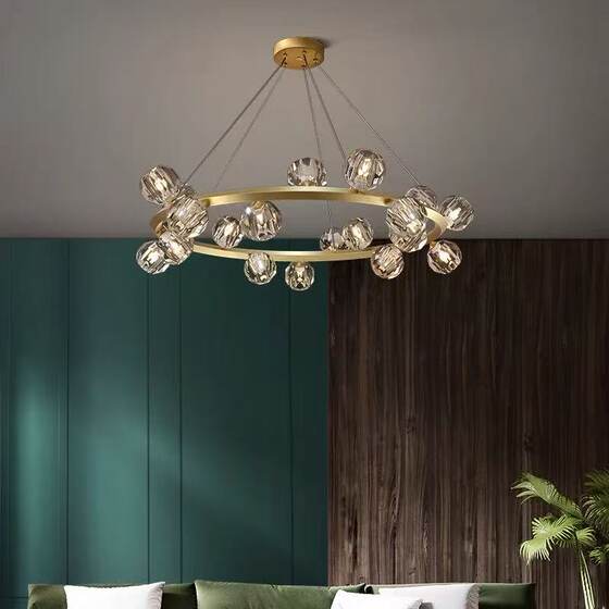 Simple Modern Light Luxury All-Copper Living Room Chandelier, Elegant Dining Room Crystal Lamp, Creative Designer High-End Lighting Fixtures